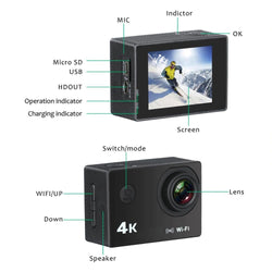 Cámara De Acción Deportiva Sumergible Wifi 4k 16mp Control R