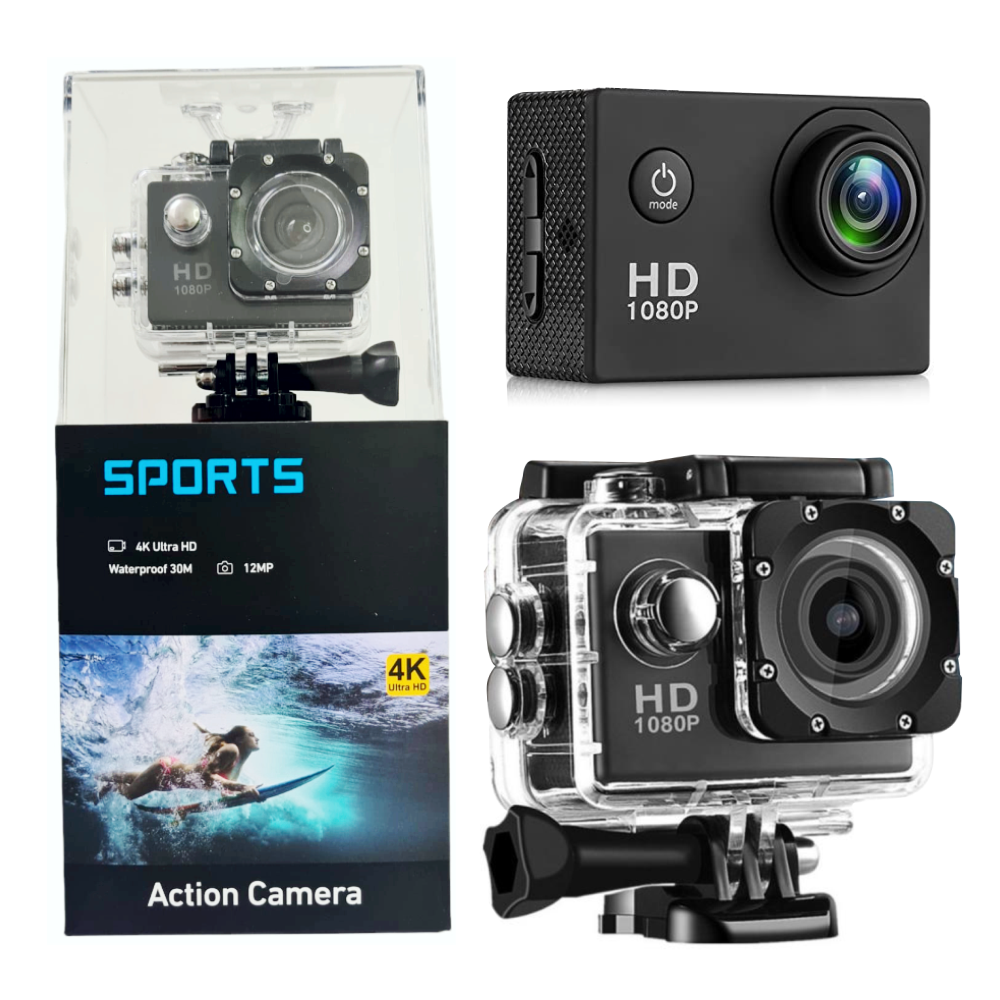 Cámara Deportiva Sumergible 30metros Sport Cam HD 1080p 12MP
