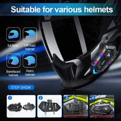 Intercomunicador Casco Moto Llamada Bluetooth Kr-m2 Luz Rgb
