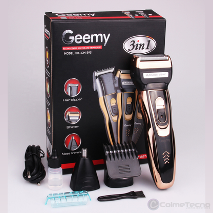 Afeitadora Recargable 3 En 1 Barba, Nariz, Peluquera GM-595