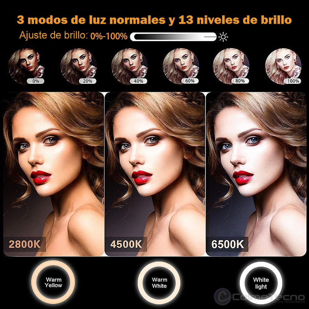 Aro De Luz LED Regulable 30cm Para Movil, Cámaras + Tripode - RGB