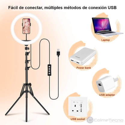 Aro De Luz LED Regulable 30cm Para Movil, Cámaras + Tripode - RGB