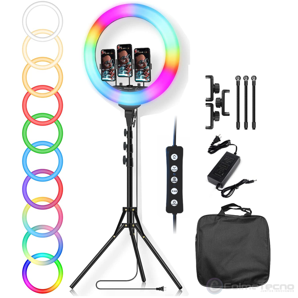 Aro De Luz Regulable 45cm RGB 18 Foto Estudio Kit + Trípode – COLMETECNO