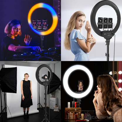 Aro De Luz Regulable 45cm RGB 18" Foto Estudio Kit + Trípode