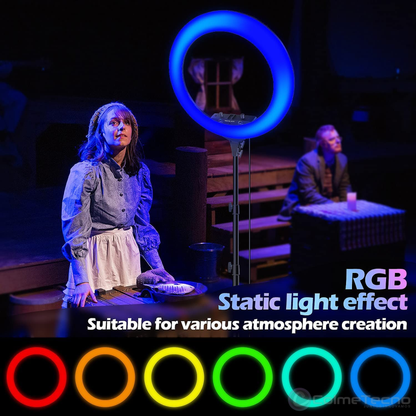 Aro De Luz Regulable 45cm RGB 18" Foto Estudio Kit + Trípode