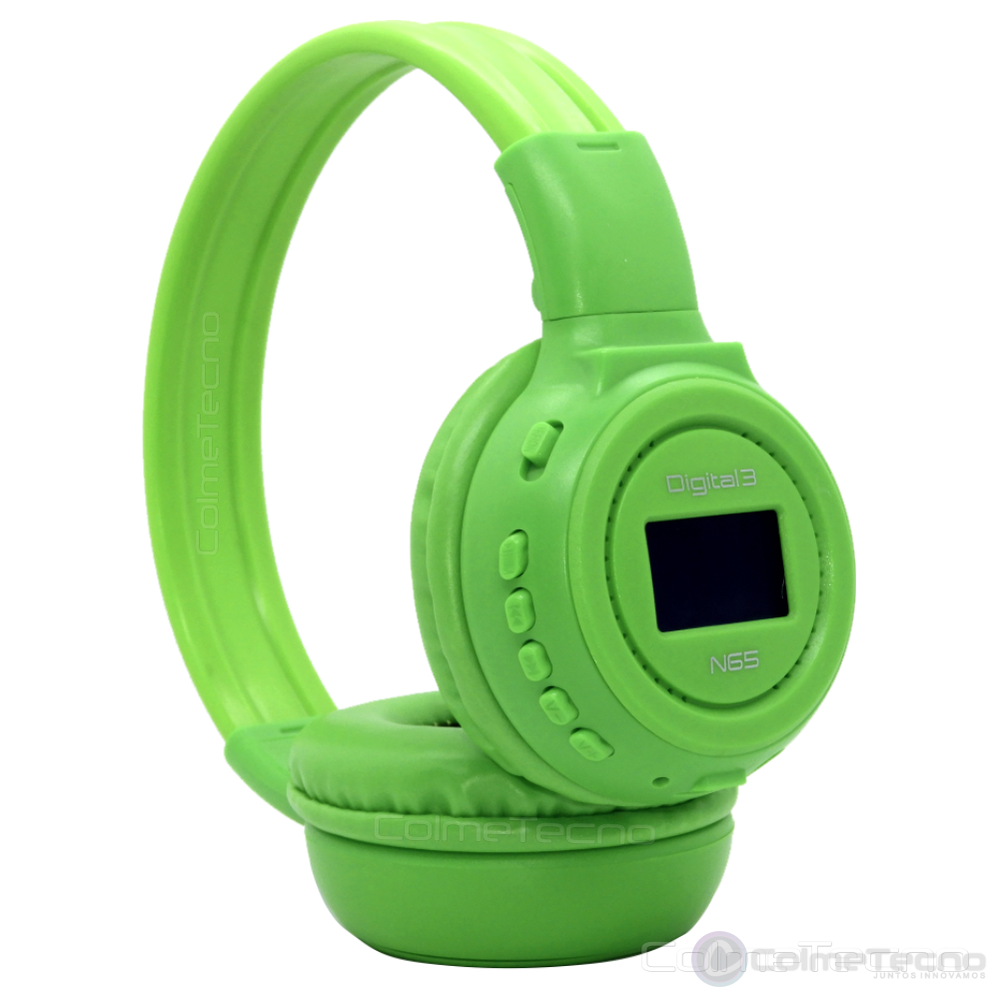 Diadema N65 Bluetooth Audifonos Pantalla Micro Sd Radio Fm Verde
