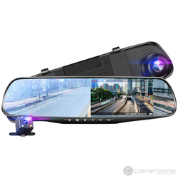 Cámara Carro Dash Cam Espejo DVR 4.1inch Full HD + Trasera