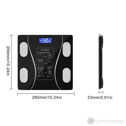 Bascula Pesa Balanza Inteligente Bluetooth Grasa Corporal LCD