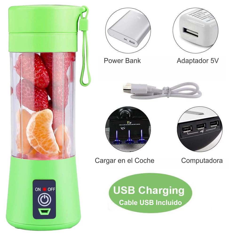 KMYC Licuadora portátil, mini licuadora personal recargable por USB para  batidos y batidos, exprimidor eléctrico de frutas y verduras con 2 vasos de