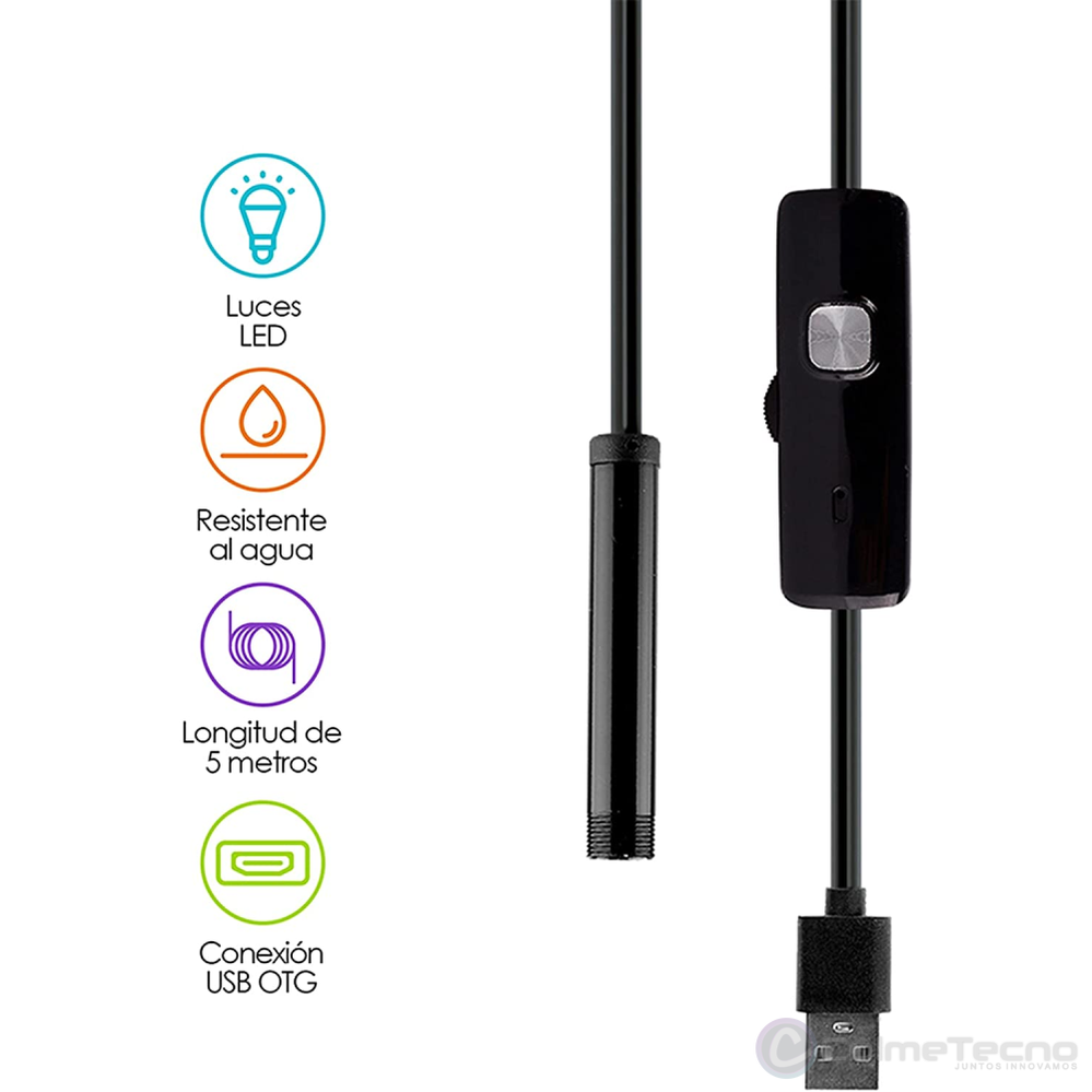 Cámara HD Endoscopio Para Android Con Luz LED Integrada 5M