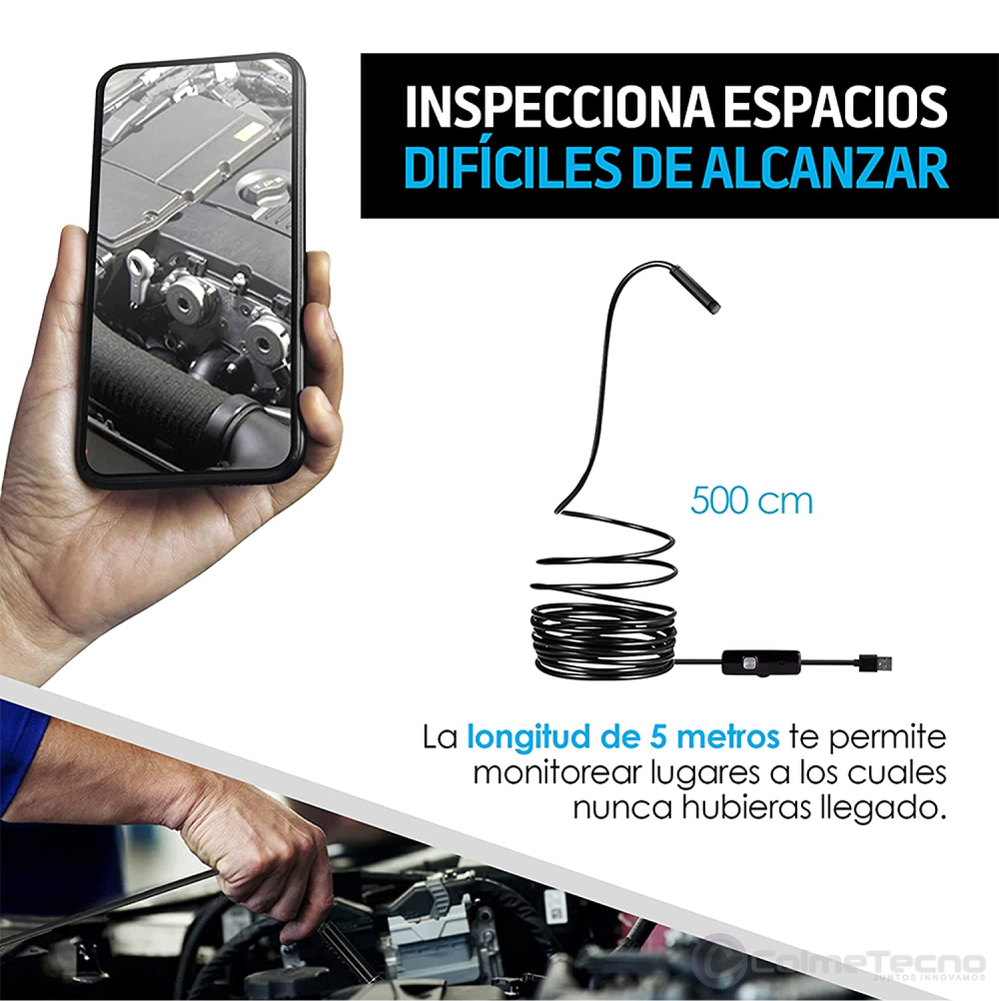 Cámara HD Endoscopio Para Android Con Luz LED Integrada 5M