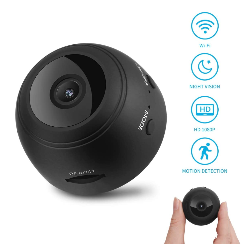 Mini cámara espía 1080P Full HD Cámara oculta a través de conexión WiFi  inalámbrica y control de aplicaciones, cámara de policía con audio y video