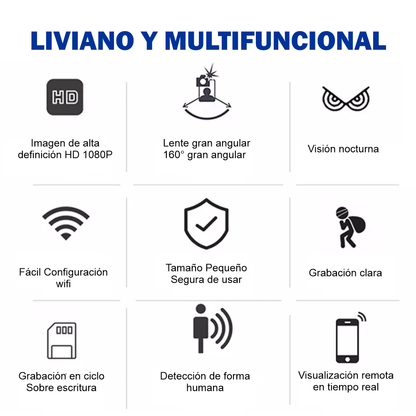 Mini Cámara Inteligente Wifi 1080P Full HD Gran Angular X5