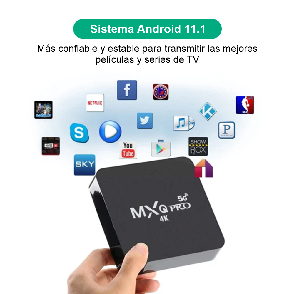 Convertidor a Smart TV Box MXQ Pro 4K Wifi 5G 2GB + 16GB Android 11