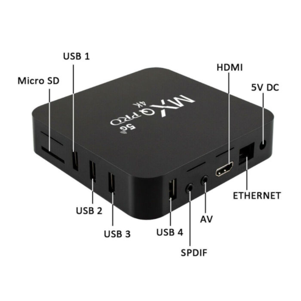 Convertidor a Smart TV Box MXQ Pro 4K Wifi 5G 2GB + 16GB Android 11