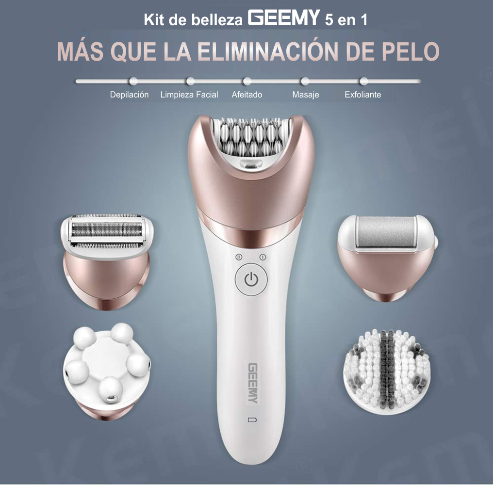 Depiladora Eléctrica 5 En 1 Afeitadora Recargable Geemy GM-7003