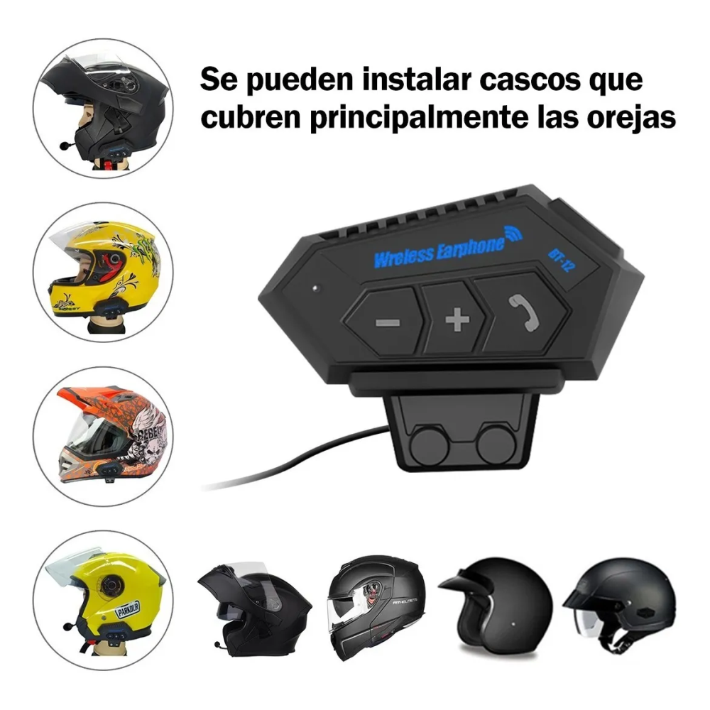 Auriculares Bt-12 Con Bluetooth Para Casco De Moto