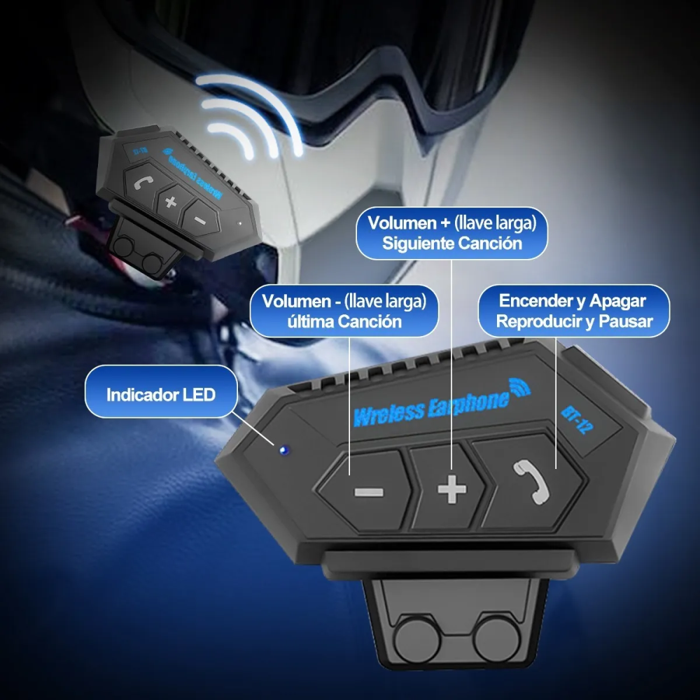 Auriculares Bluetooth Bt-12 Intercomunicador Moto Bluetooth 5 Intercom –  Qatar Shop