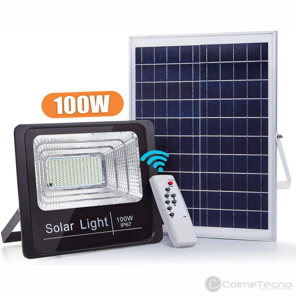 Foco led 100W para exterior con panel solar monocristalino