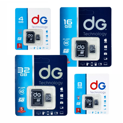Memoria Micro SD 8, 16, 32Gb Marca DG Clase 10 + Adaptador Original