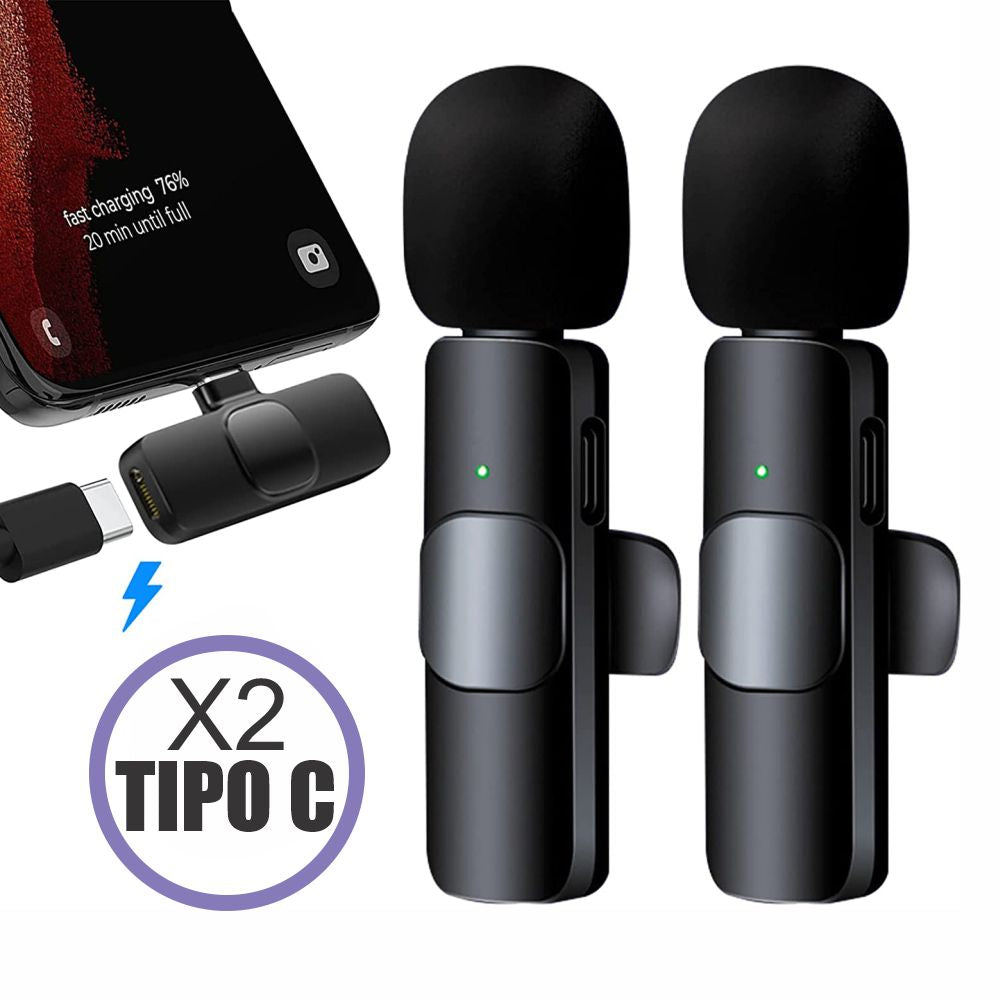 Micrófono De Solapa Inalámbrico Doble para Smartphone Tipo C - F3