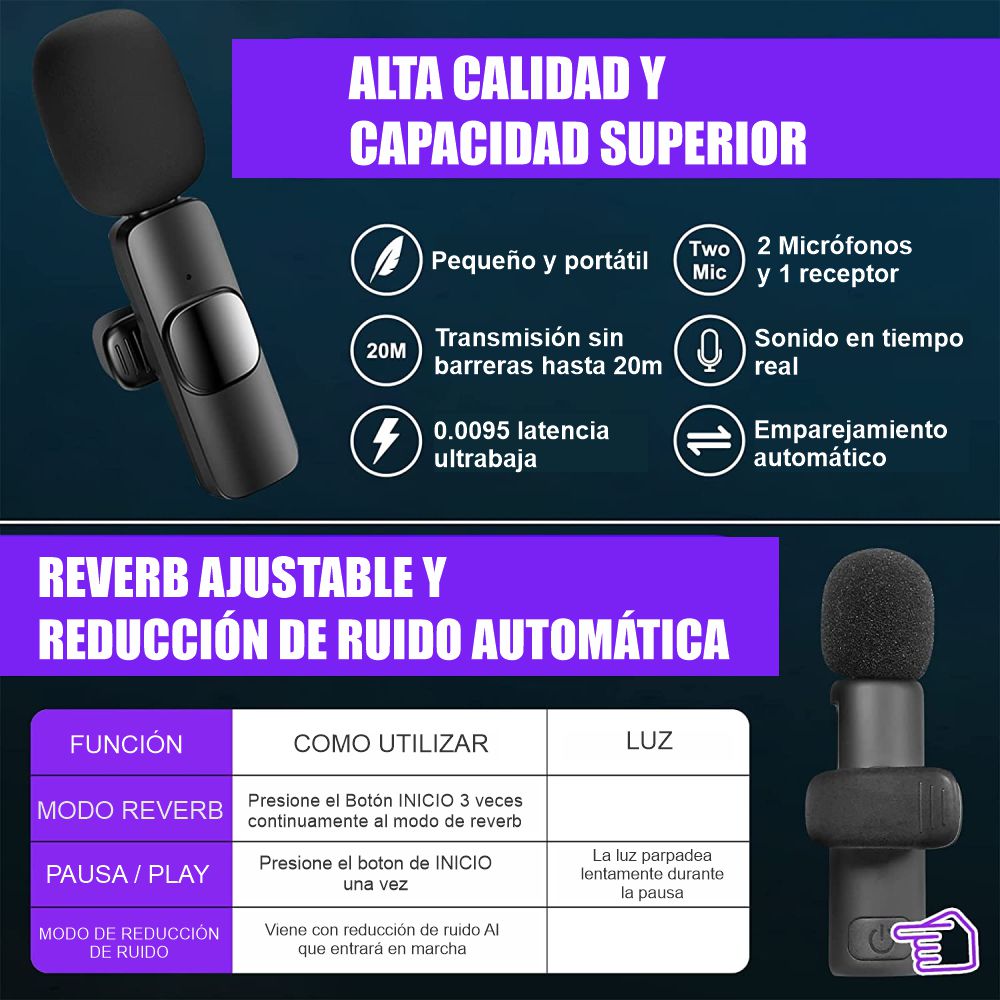 Micrófono De Solapa Inalámbrico Doble para Smartphone Tipo C - F3