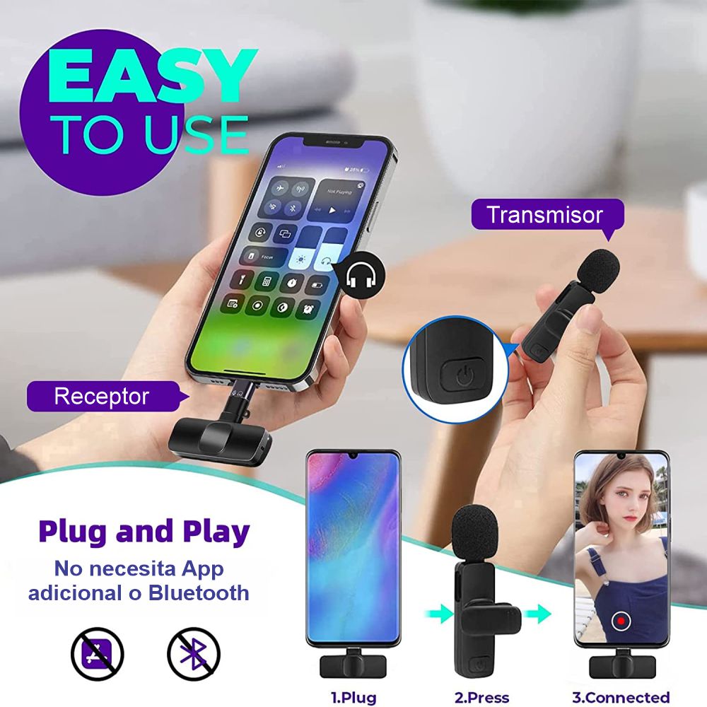 Micrófono De Solapa Inalámbrico Doble para Smartphone Tipo C - F3