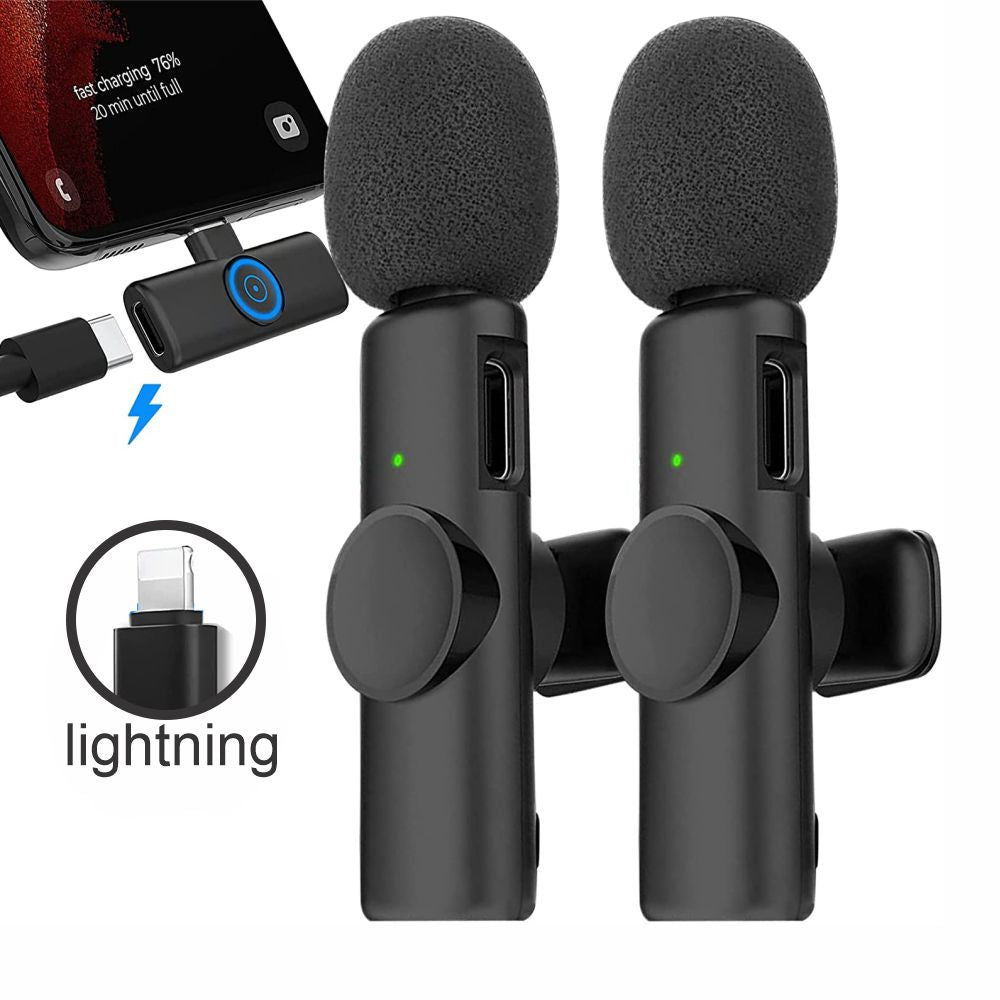 Micrófono De Solapa Inalámbrico Doble para Iphone Lightning - F4 –  COLMETECNO