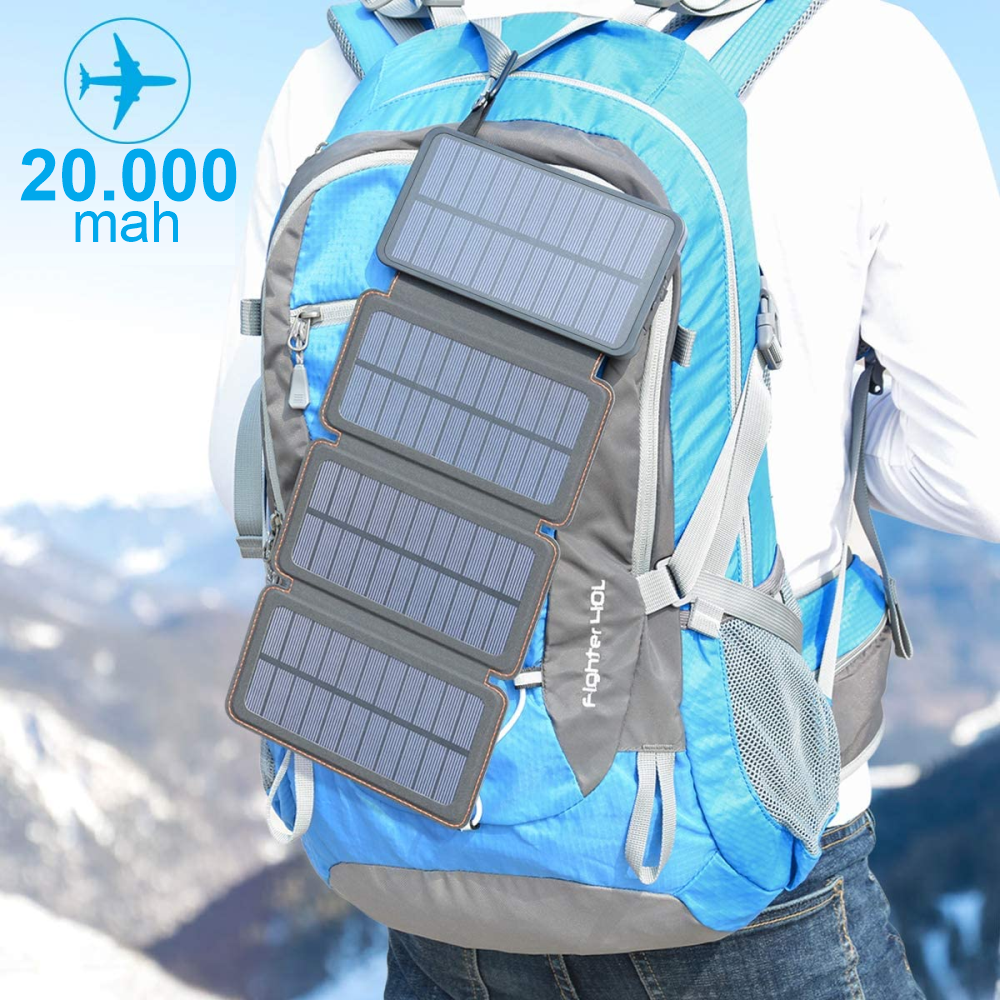 Power Bank Solar Cargador De Batería Portátil 20000mah 2 USB