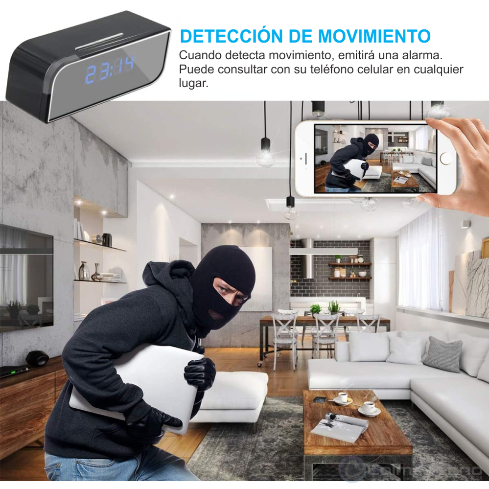 Reloj Despertador con Cámara Espía Wifi 1080P Full HD Infrarroja