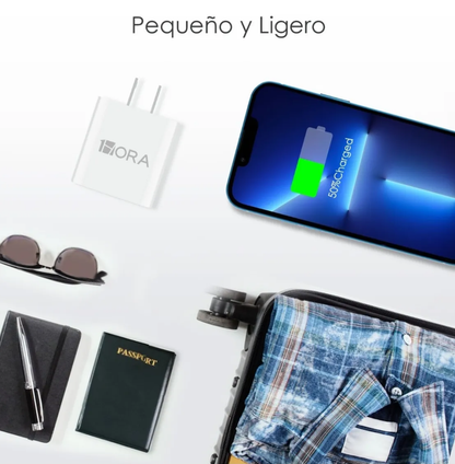 1Hora Turbo Cargador Pd 20w 3a Carga Rápida Tipo C a Tipo C