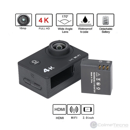Cámara de Acción Deportiva Wifi Full HD 4k Sport Cam Webcam