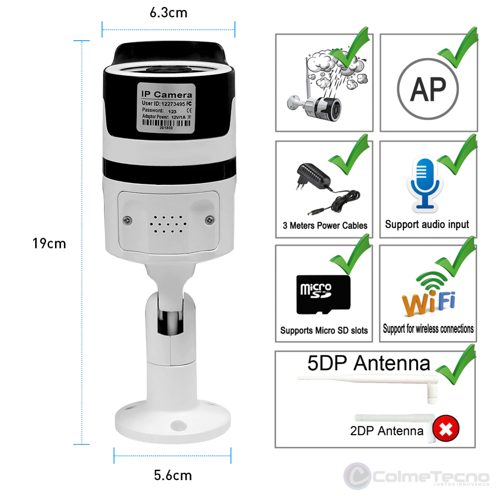 Cámara De Seguridad Exterior e Interior IP Wifi 1080P V380 PRO K2