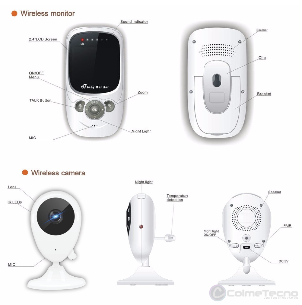 Babycam Monitor De Bebé, Cámara De Seguridad Visión Noct y Zoom