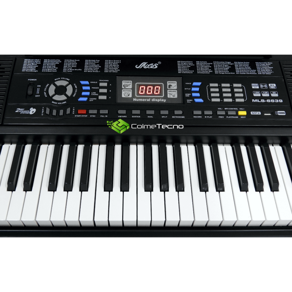 Organeta Piano Electrónico 61 Teclas USB 128 Tonos MLS-6639