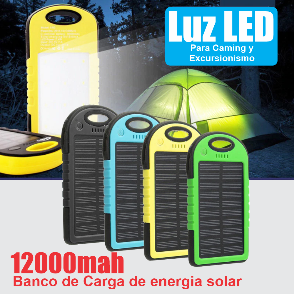 Power Bank Solar Batería Externa Portátil 12.000mah Luz LED – COLMETECNO